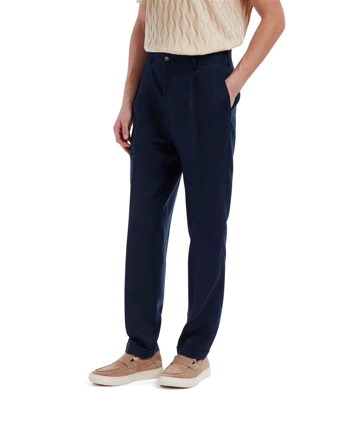 Piana trousers in pure blue linen