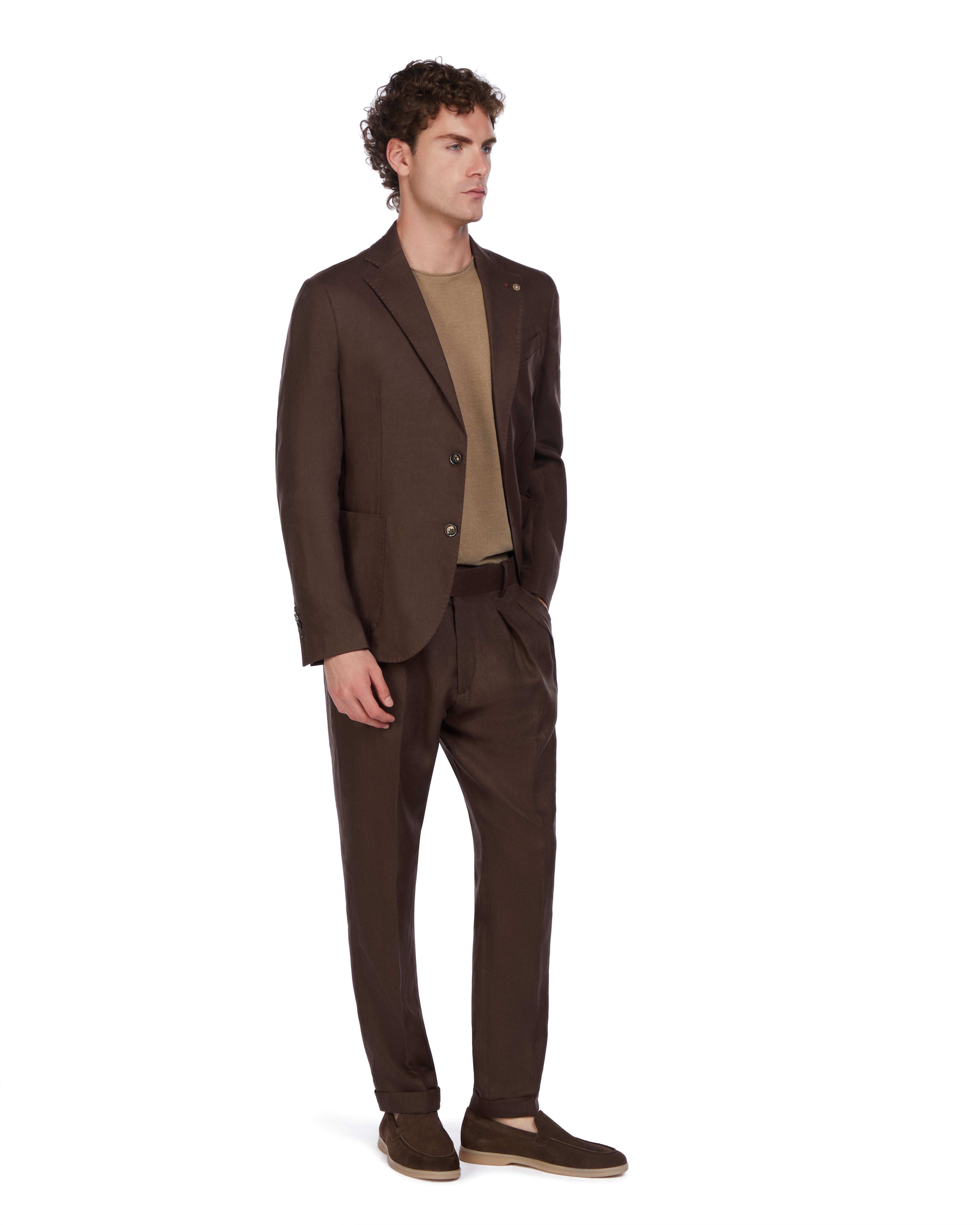 Narni jacket in pure dark brown linen