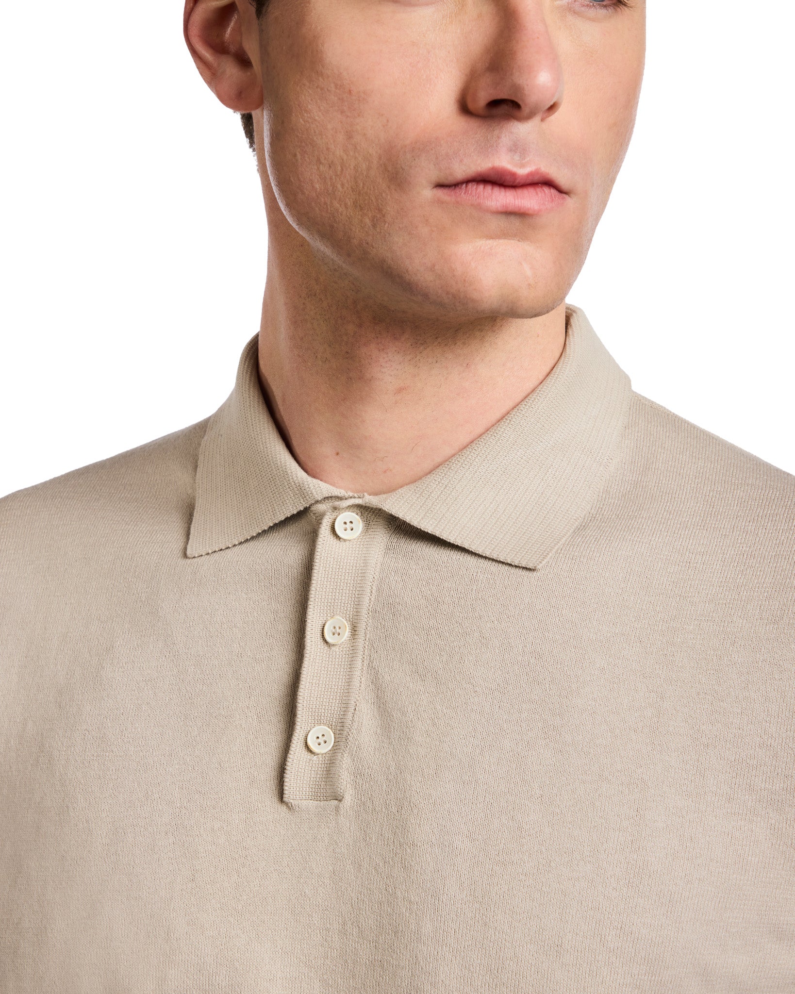 Roger polo shirt in beige knit