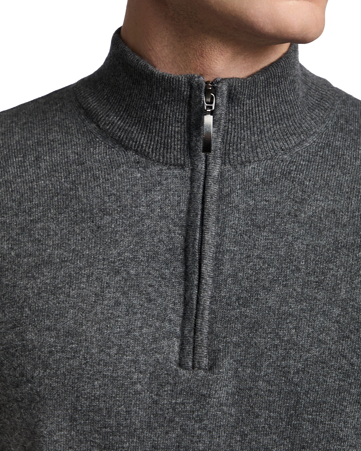 Lupetto con zip Rory in misto cachemire antracite