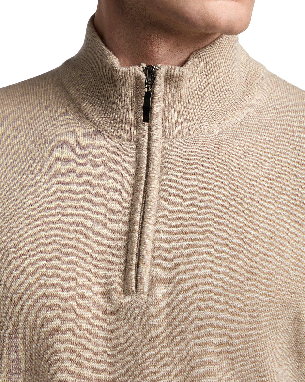 Lupetto con zip Rory in misto cachemire sabbia
