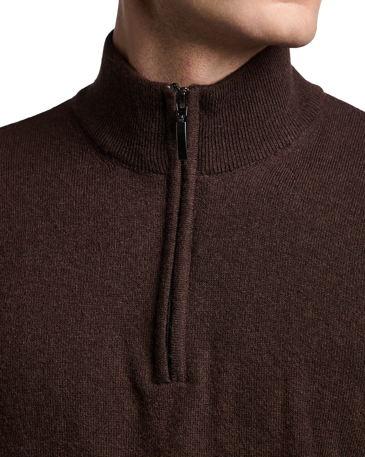 Lupetto con zip Rory in misto cachemire moro