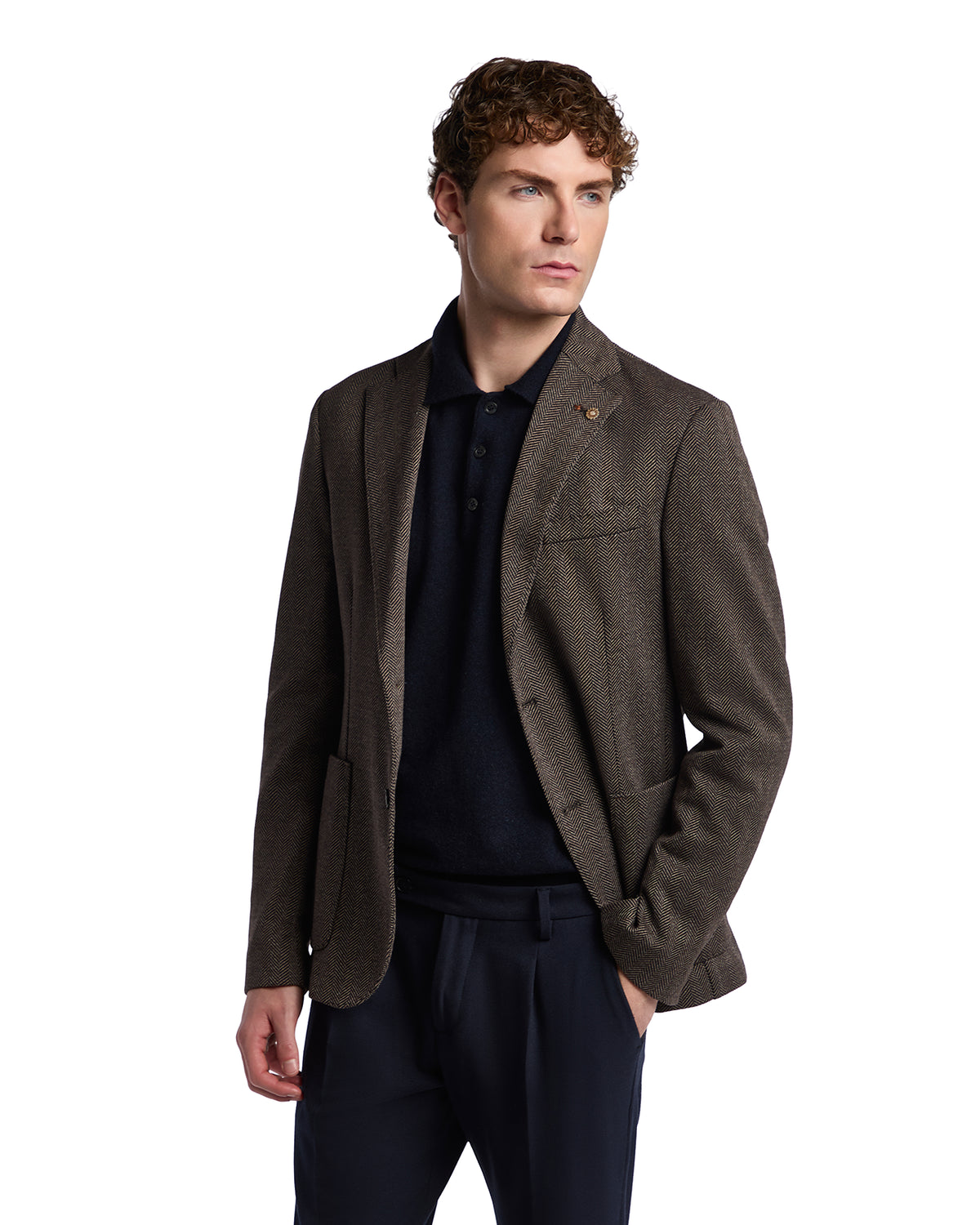 Chaqueta Harris Tweed espigada tabaco