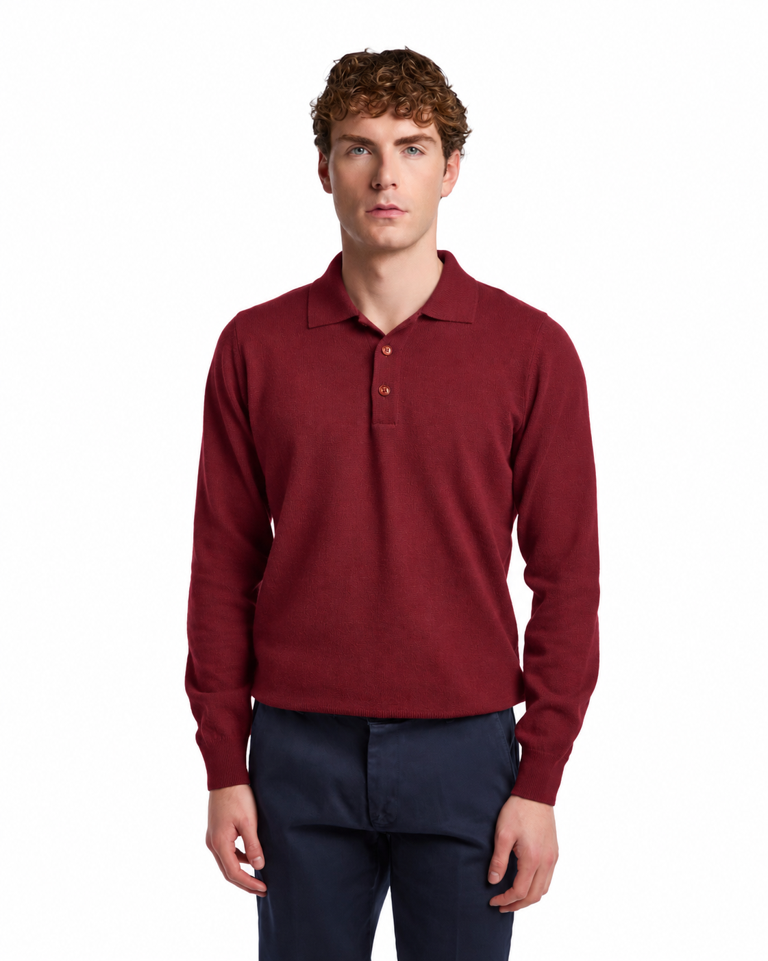 Polo Rovigo en laine Tollegno bordeaux