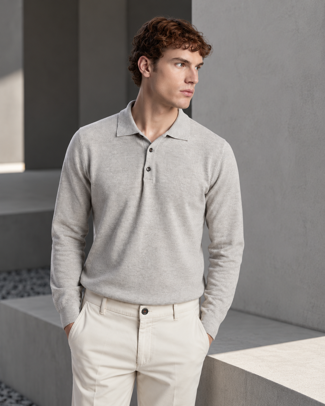 Polo Rovigo de lana Tollegno gris