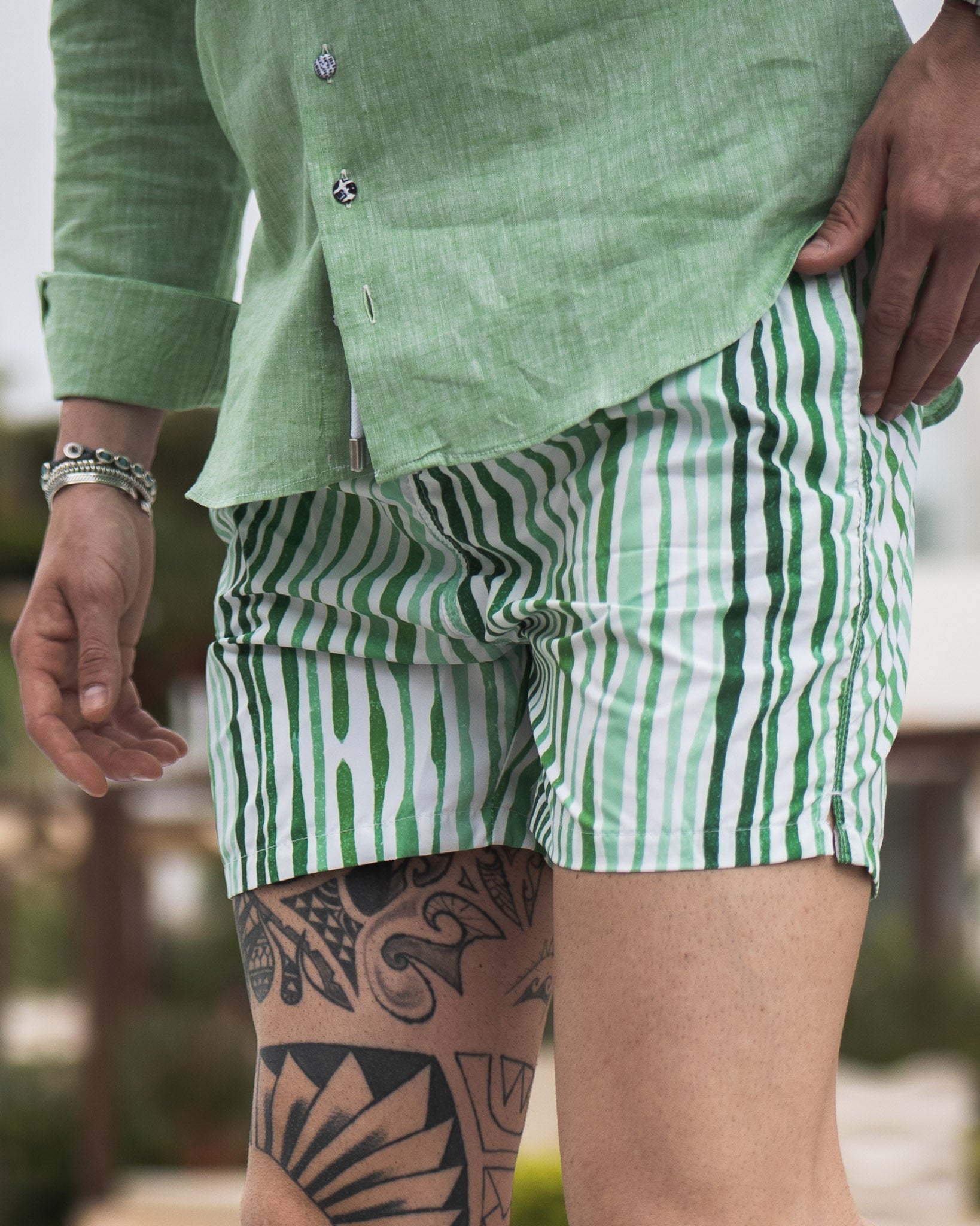 Stripe - maillot de bain vert à motifs