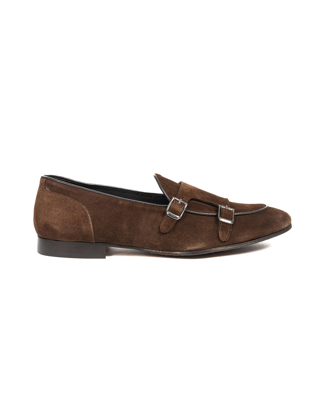 Gianni - dark brown suede moccasin with double buckle