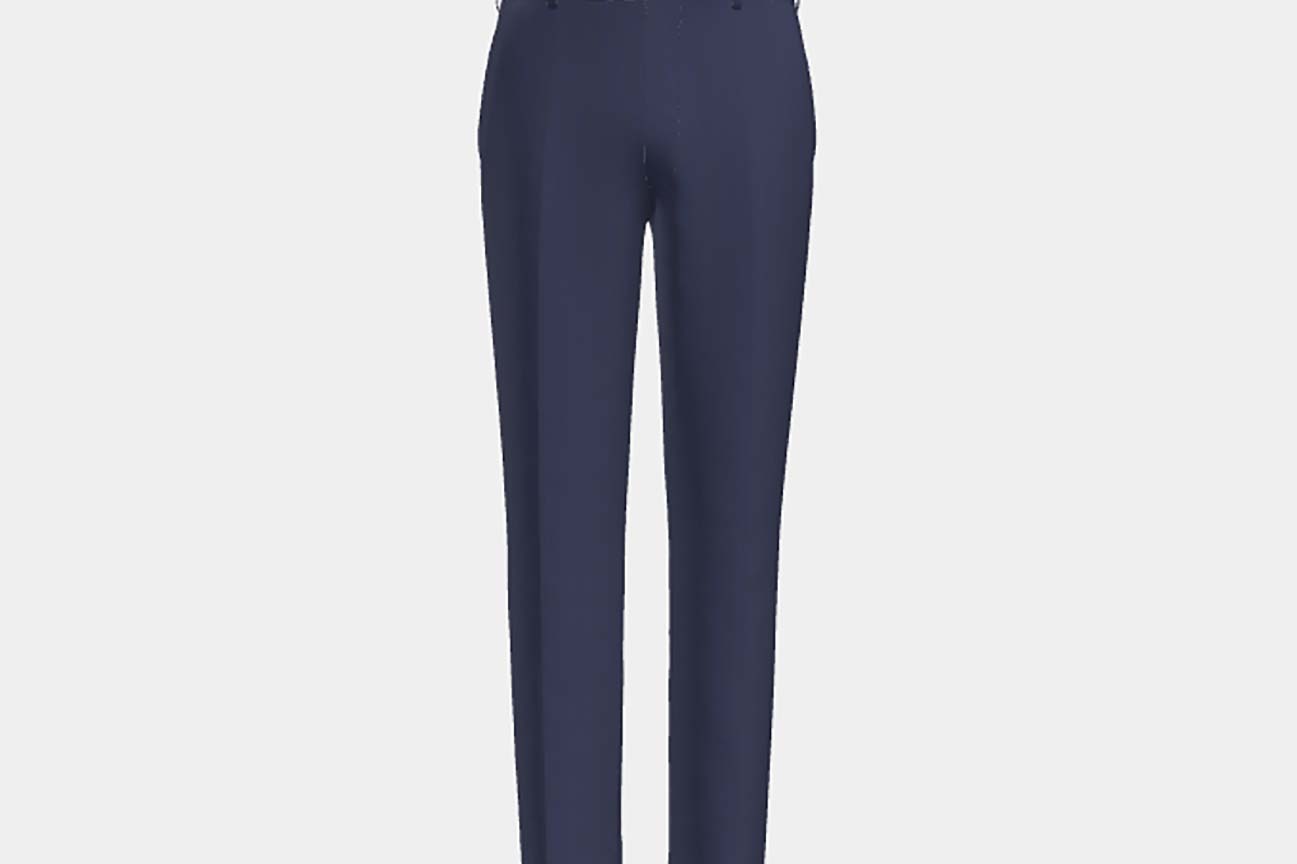Pantalone su misura lana e seta 150s blu Caccioppoli