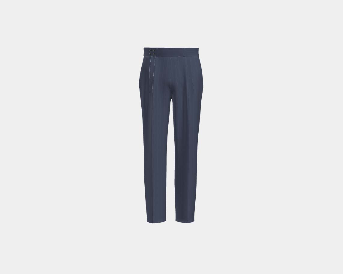 Caccioppoli blue 150s wool and silk tailored trousers with band