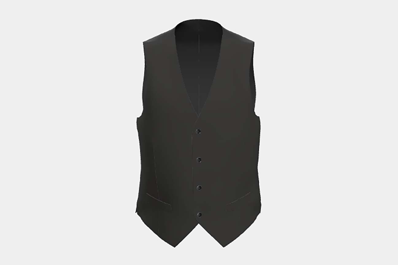 Canonico black 120s wool and silk tailored waistcoat