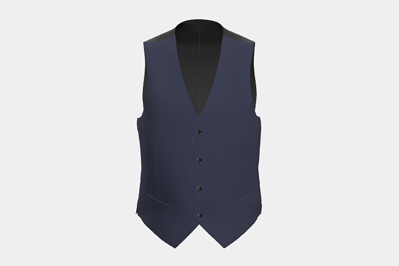 Made to measure solaro 150s blue wool and silk waistcoat Caccioppoli