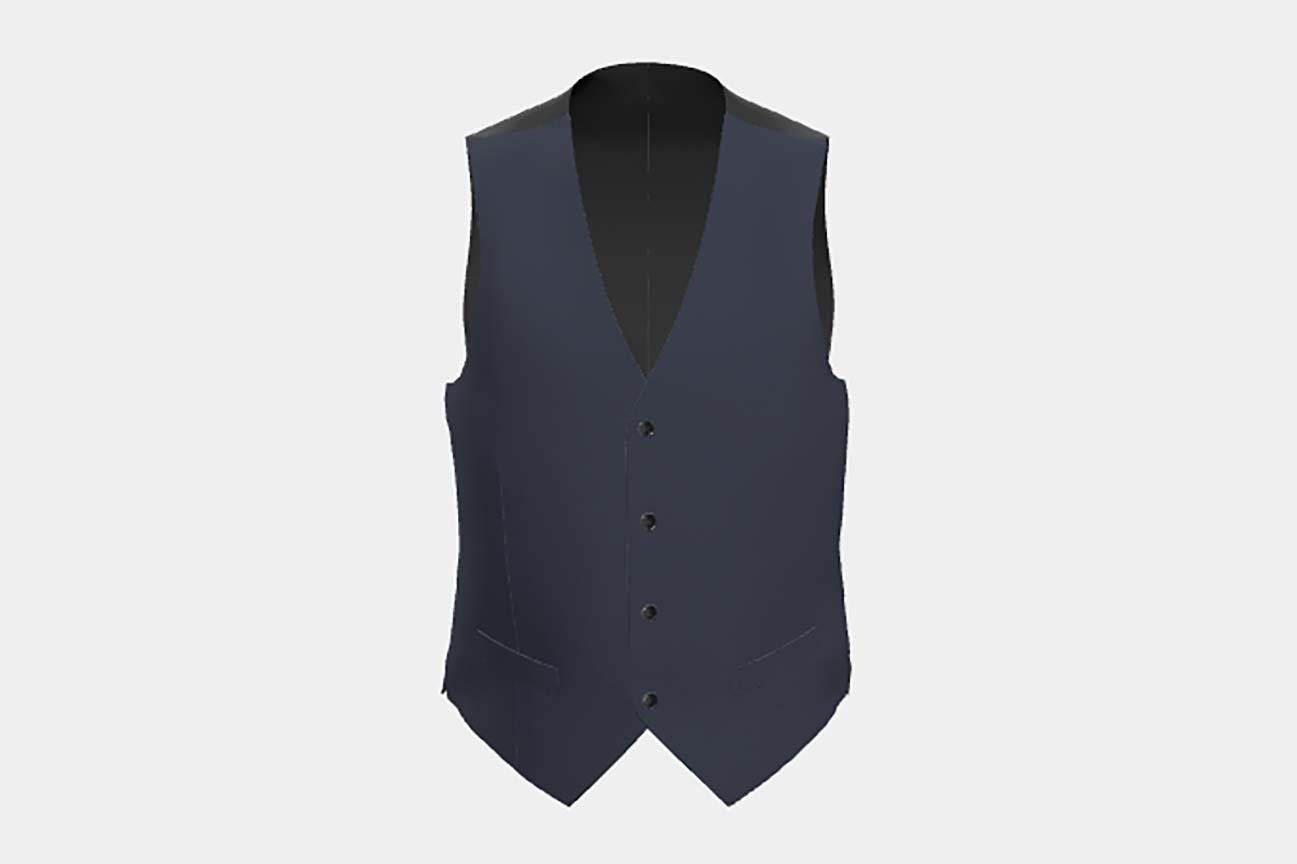 Gilet en laine et soie bleu années 150 sur mesure Caccioppoli