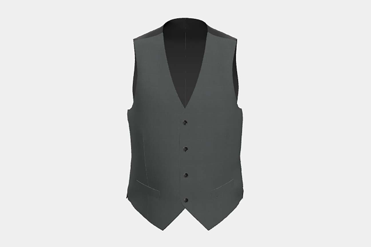 Custom made 130s Prince of Wales wool vest in green Caccioppoli
