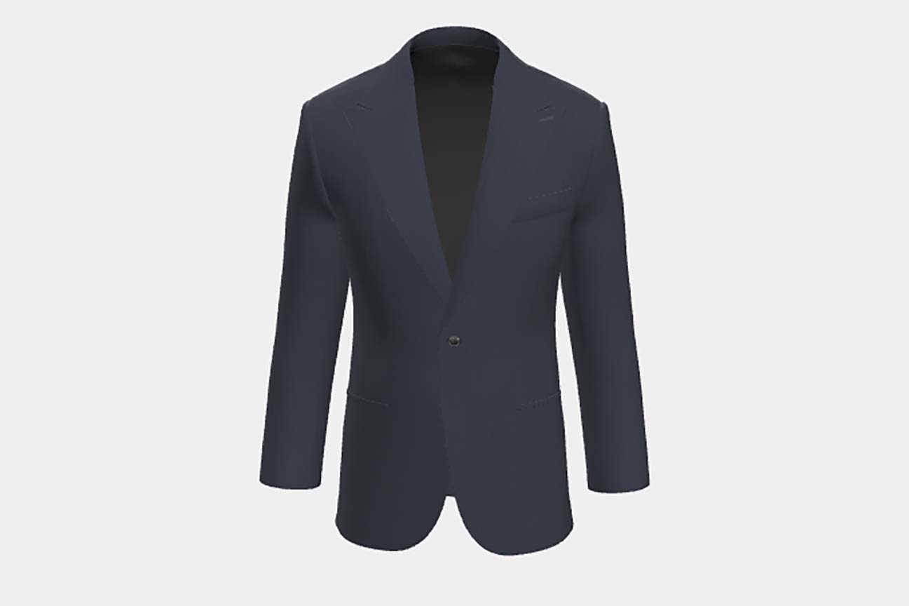Veste en laine solaro 130s sur mesure en bleu Caccioppoli