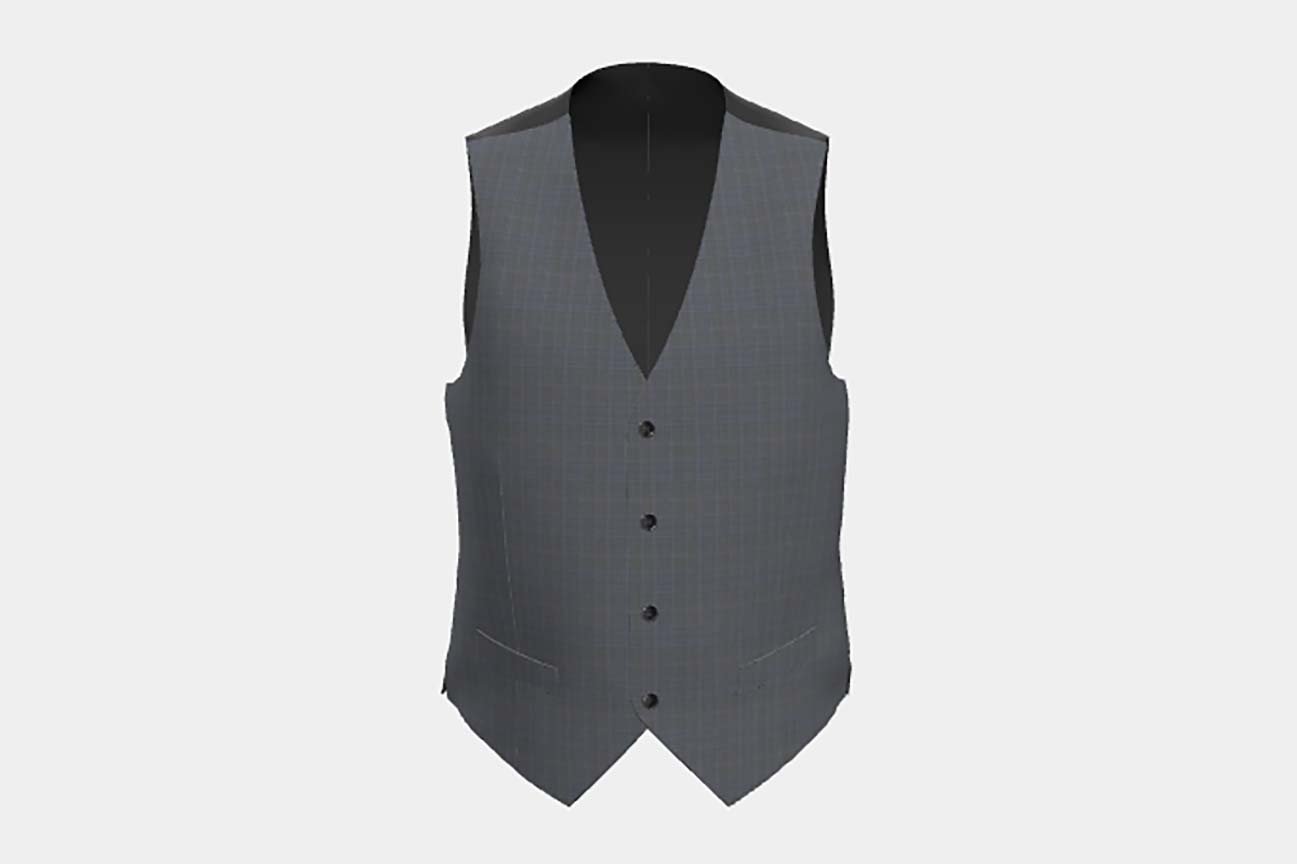 Custom made 130s Prince of Wales wool vest in gray Caccioppoli