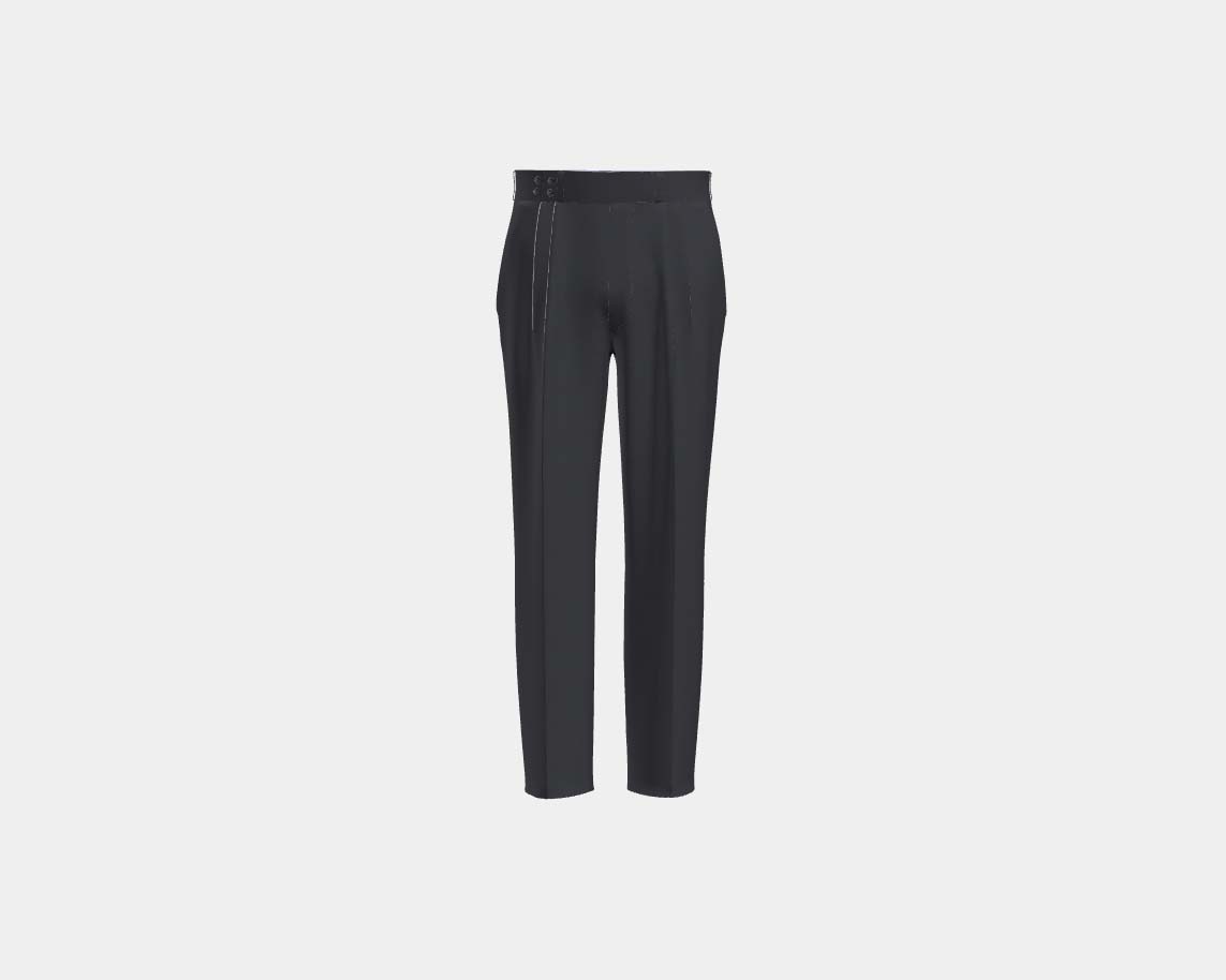 Pantalon tailleur en laine noire 110's Canonico avec bande
