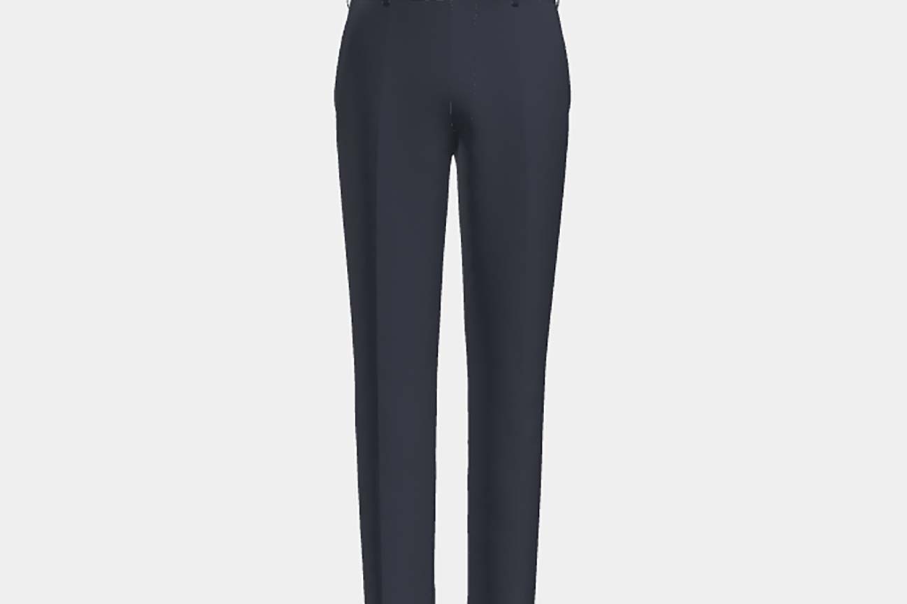 Pantalon sur mesure en laine et soie bleu années 150 Caccioppoli