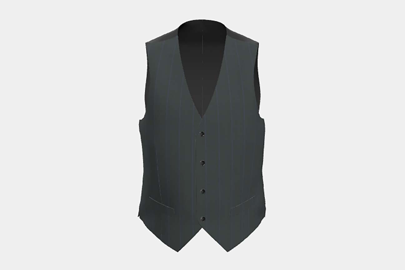 Made-to-measure 130s wool waistcoat with green pinstripe Caccioppoli