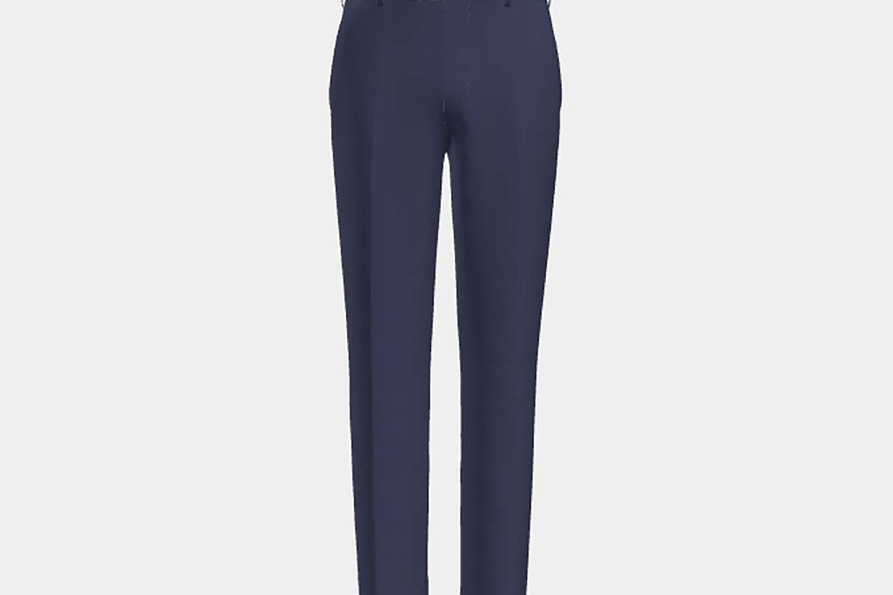 Pantalone su misura lana e seta 150s blu Caccioppoli