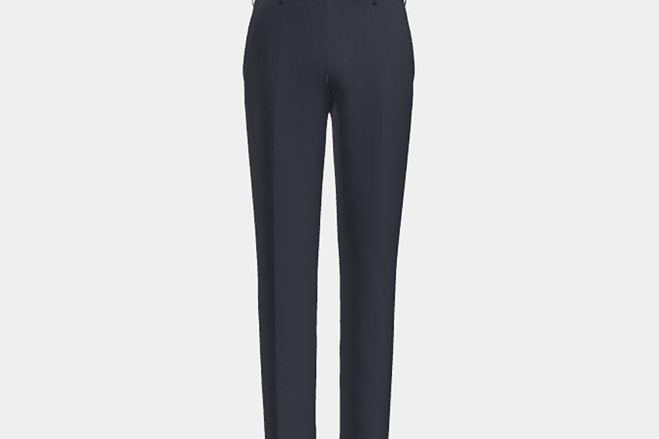 Pantalon ajusté en laine bleu à fines rayures années 130 Caccioppoli