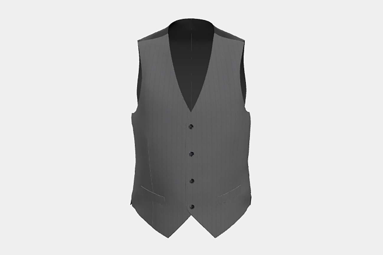 Bespoke 130s gray pinstriped wool vest Caccioppoli