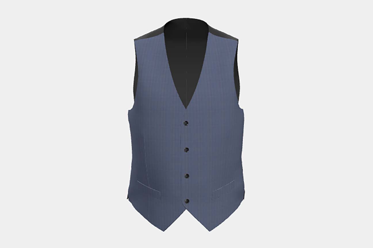 Gilet su misura lana e seta 150s blu Caccioppoli