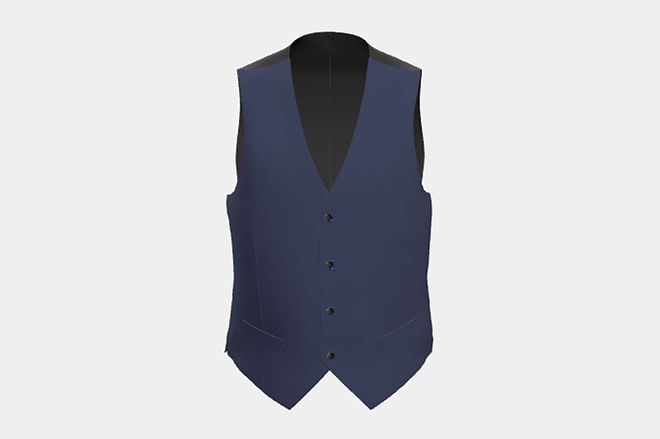 Gilet su misura lana e seta 150s blu Caccioppoli