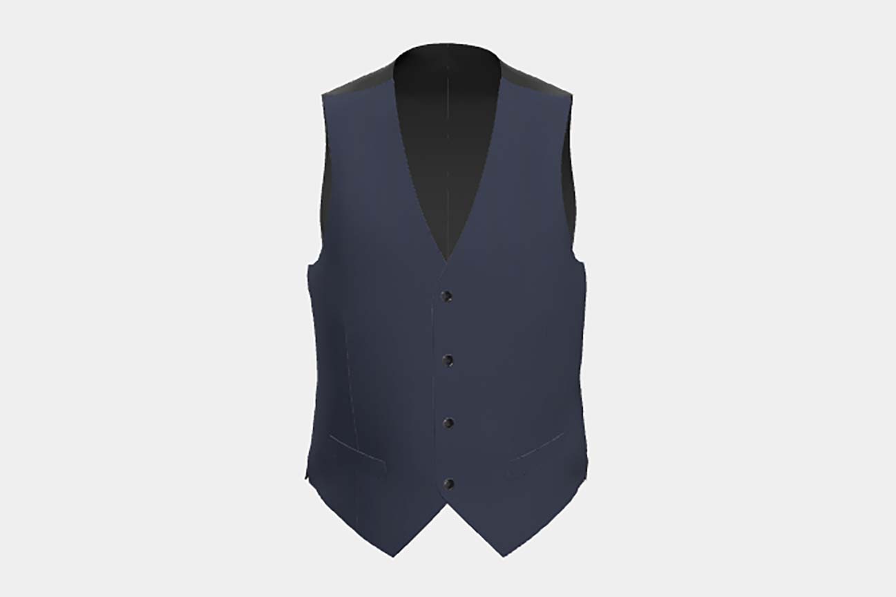 Gilet en laine et soie bleu années 150 sur mesure Caccioppoli