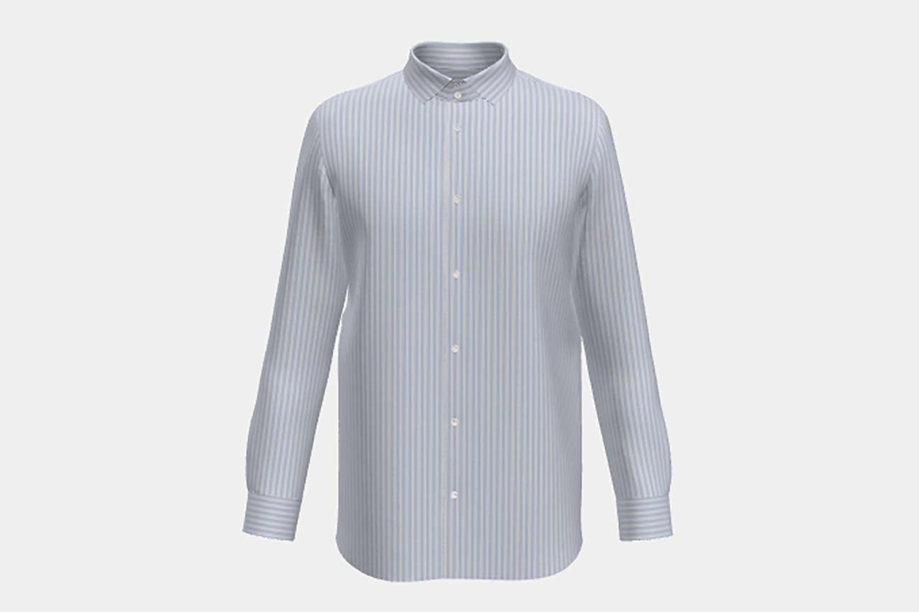 Camicia su misura cotone rigato blu chiaro