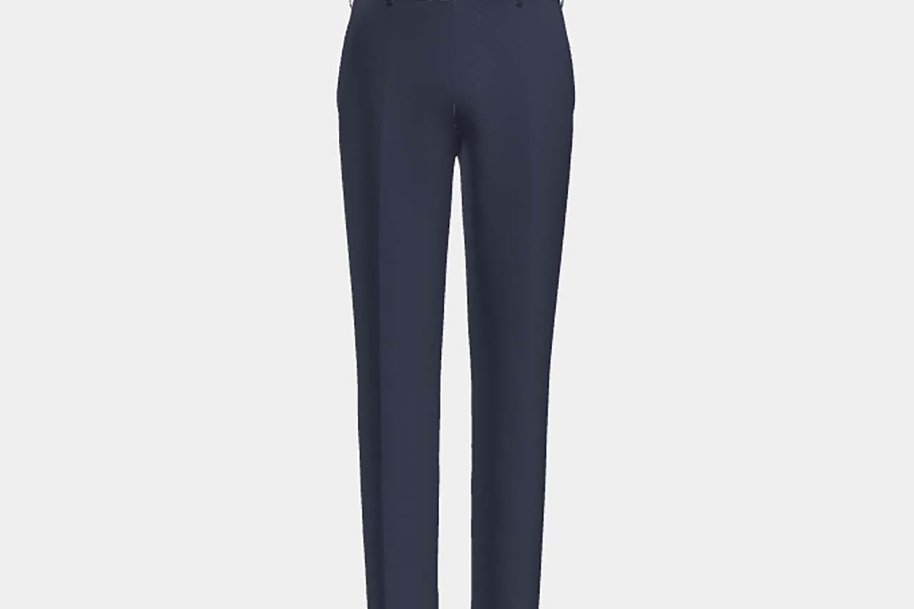 Bespoke 150s blue wool and silk trousers Caccioppoli