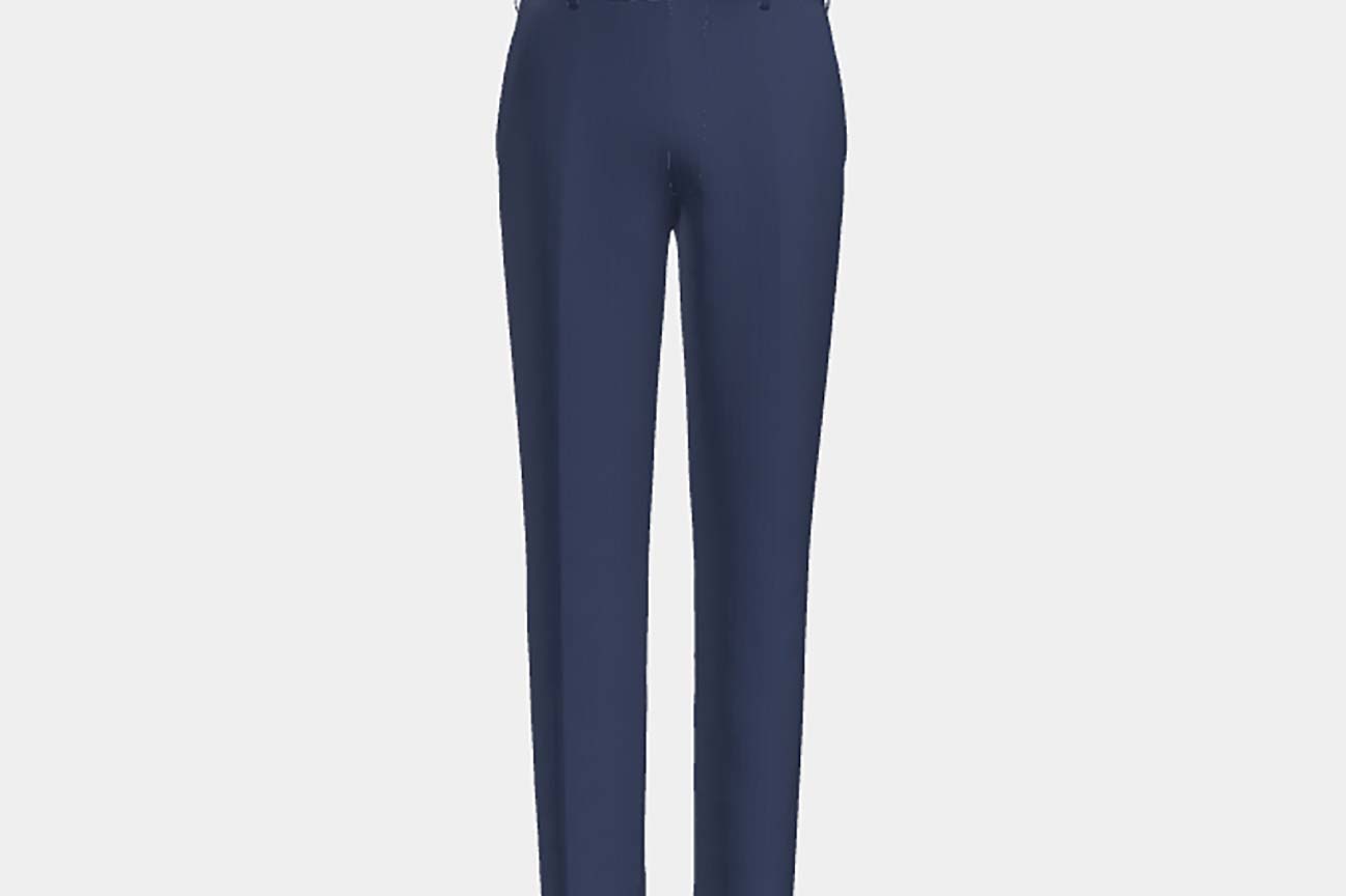 Bespoke 150s blue wool and silk trousers Caccioppoli