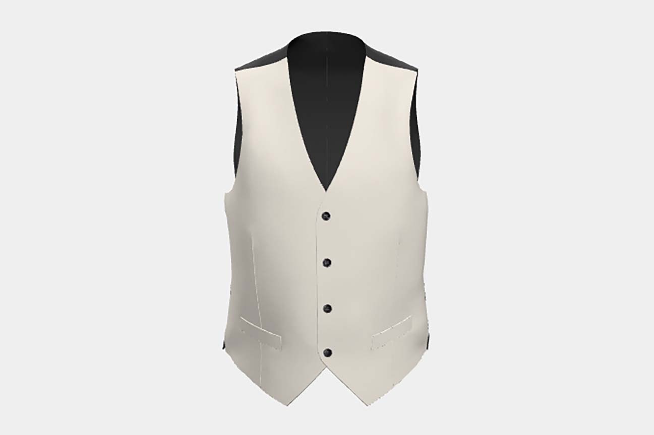 Gilet ajusté en laine crème 110s Canonico