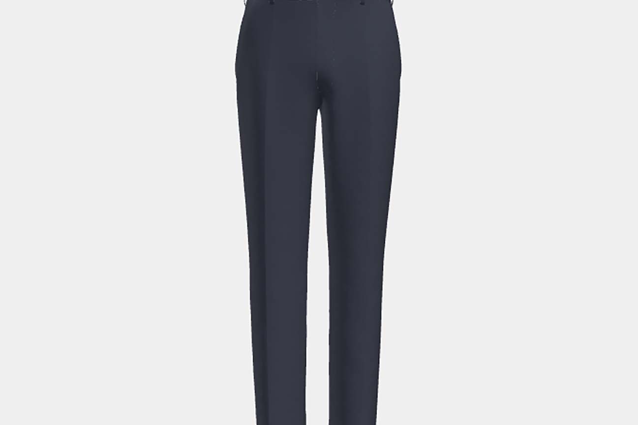 Pantalon sur mesure en laine et soie bleu années 150 Caccioppoli