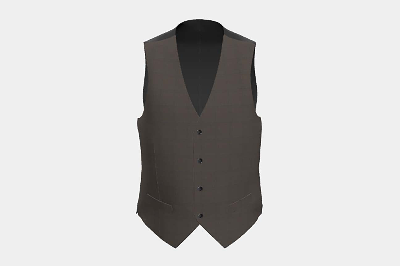 Brown Prince of Wales 130s wool custom-made waistcoat Caccioppoli