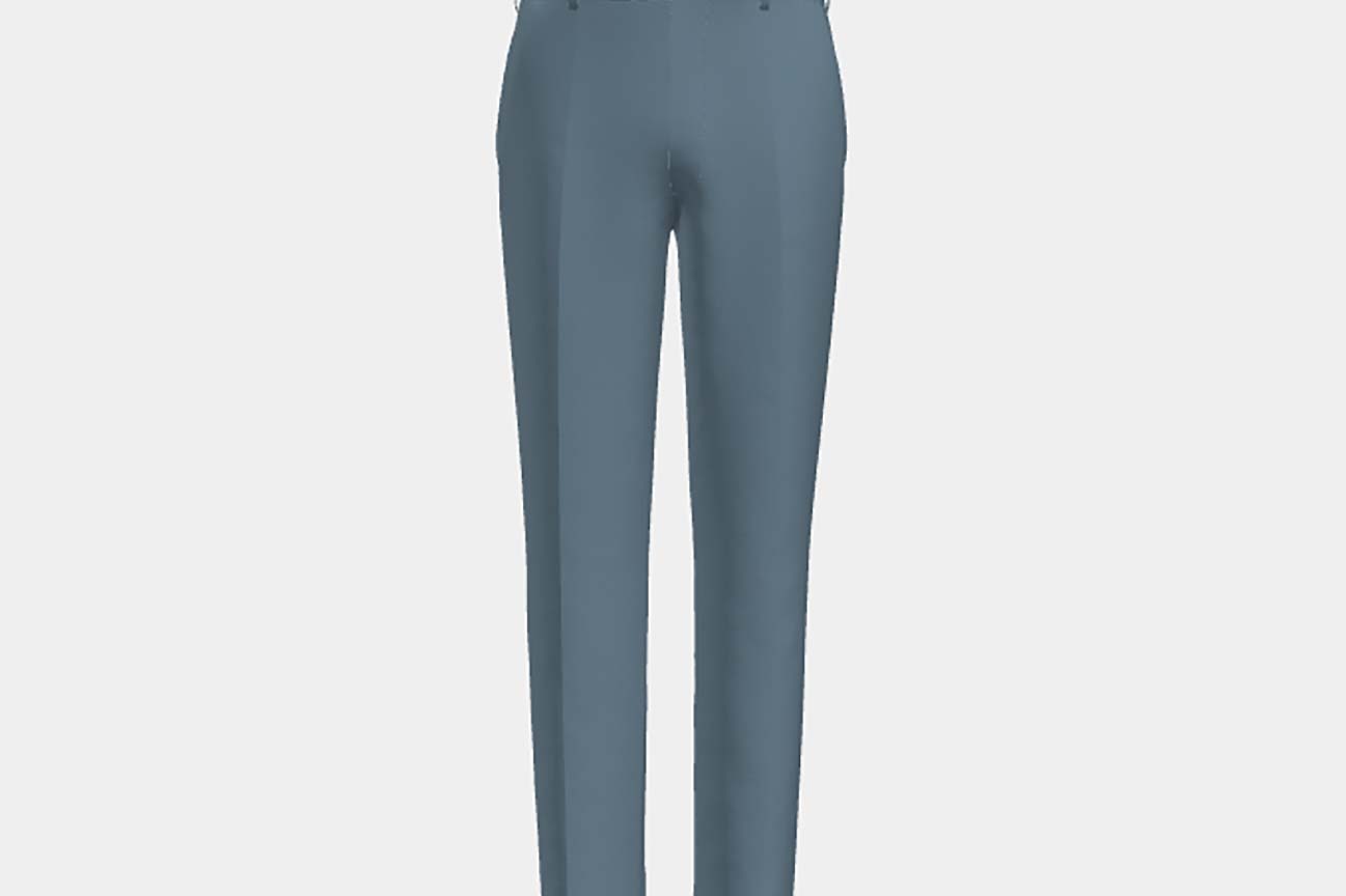 Pantalon tailleur en laine et soie bleu clair années 150 Caccioppoli