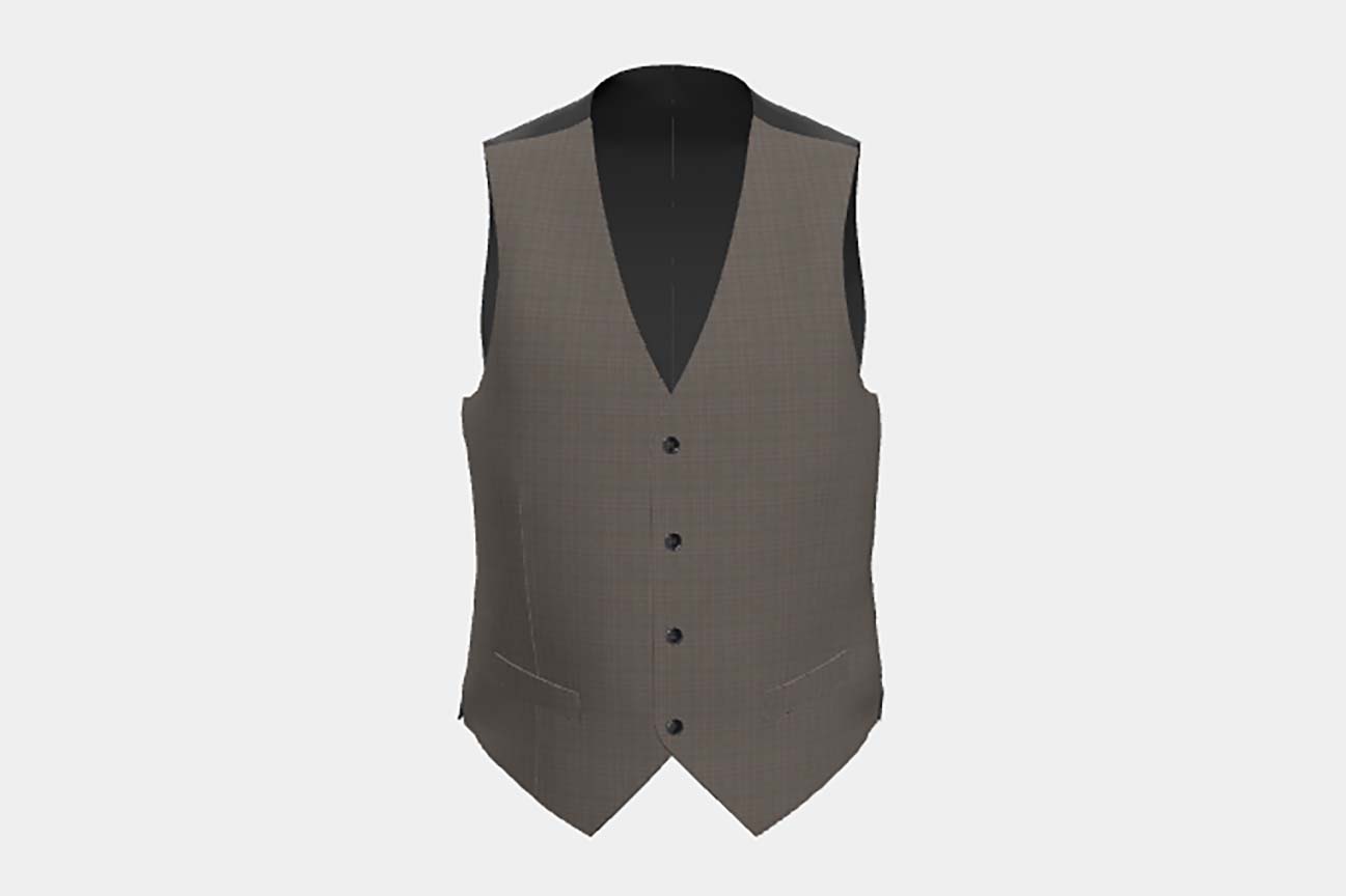 Beige Prince of Wales 130s wool tailored waistcoat Caccioppoli