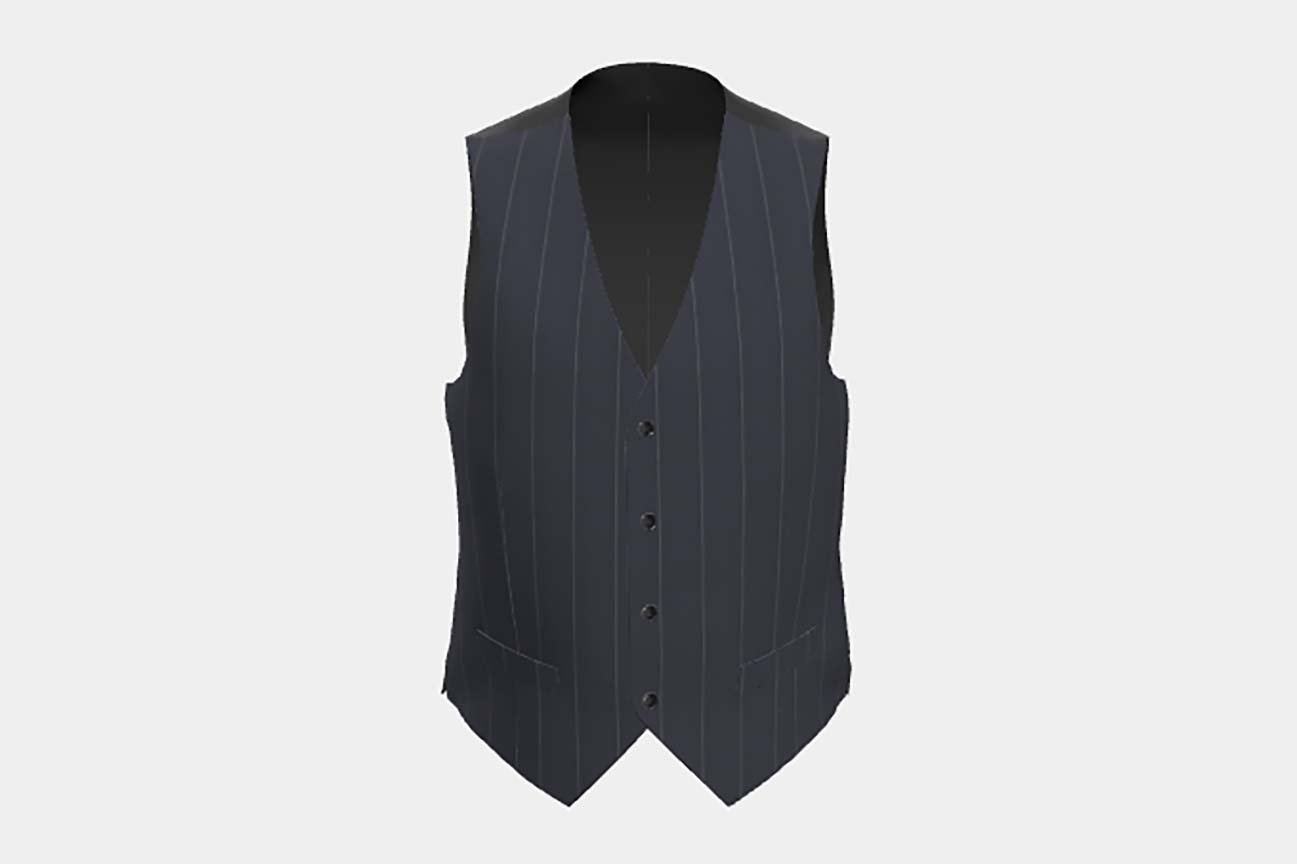 Tailored 130s wool waistcoat with blue pinstripe Caccioppoli