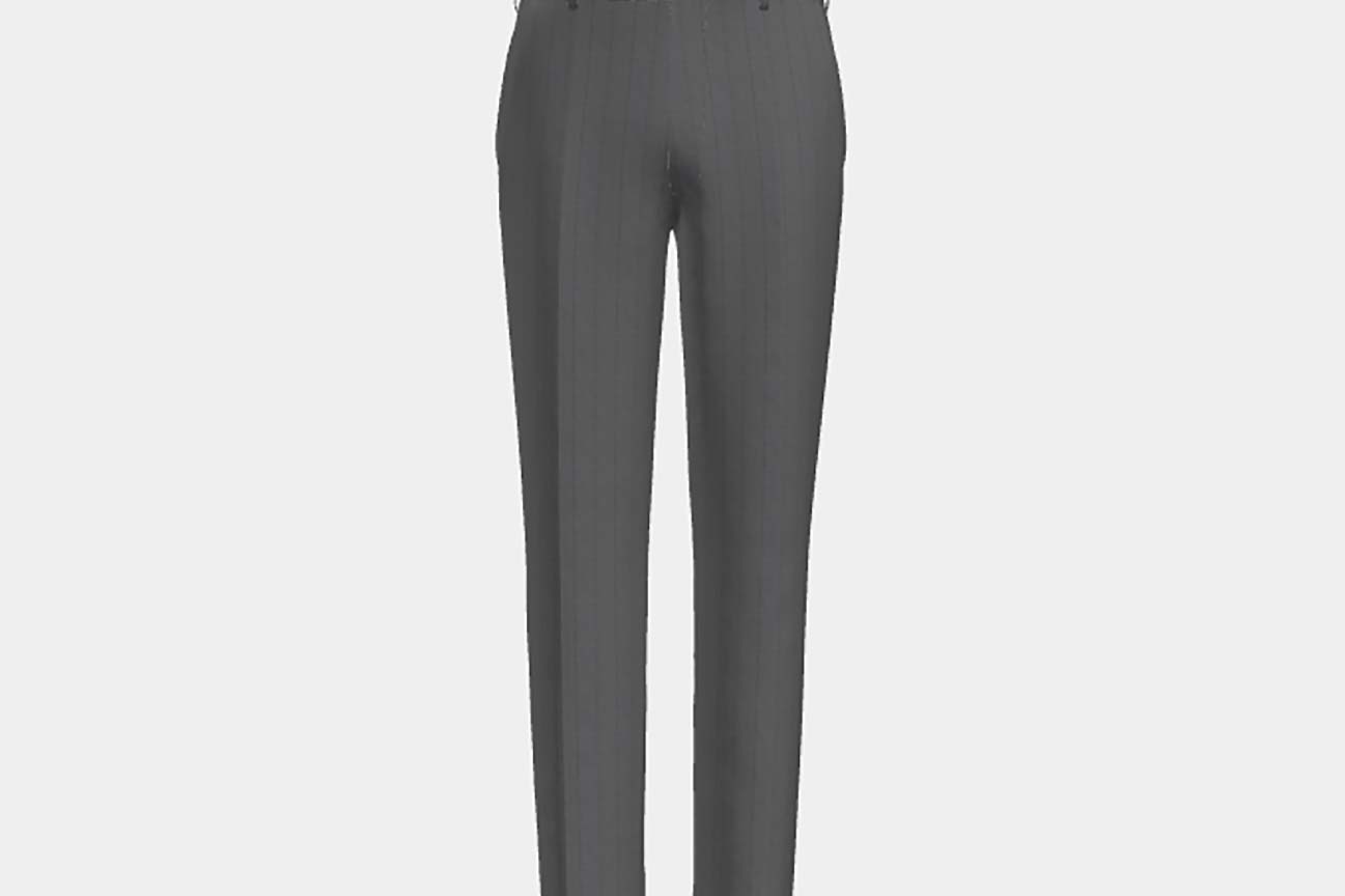 Pantalon ajusté en laine gris à fines rayures années 130 Caccioppoli