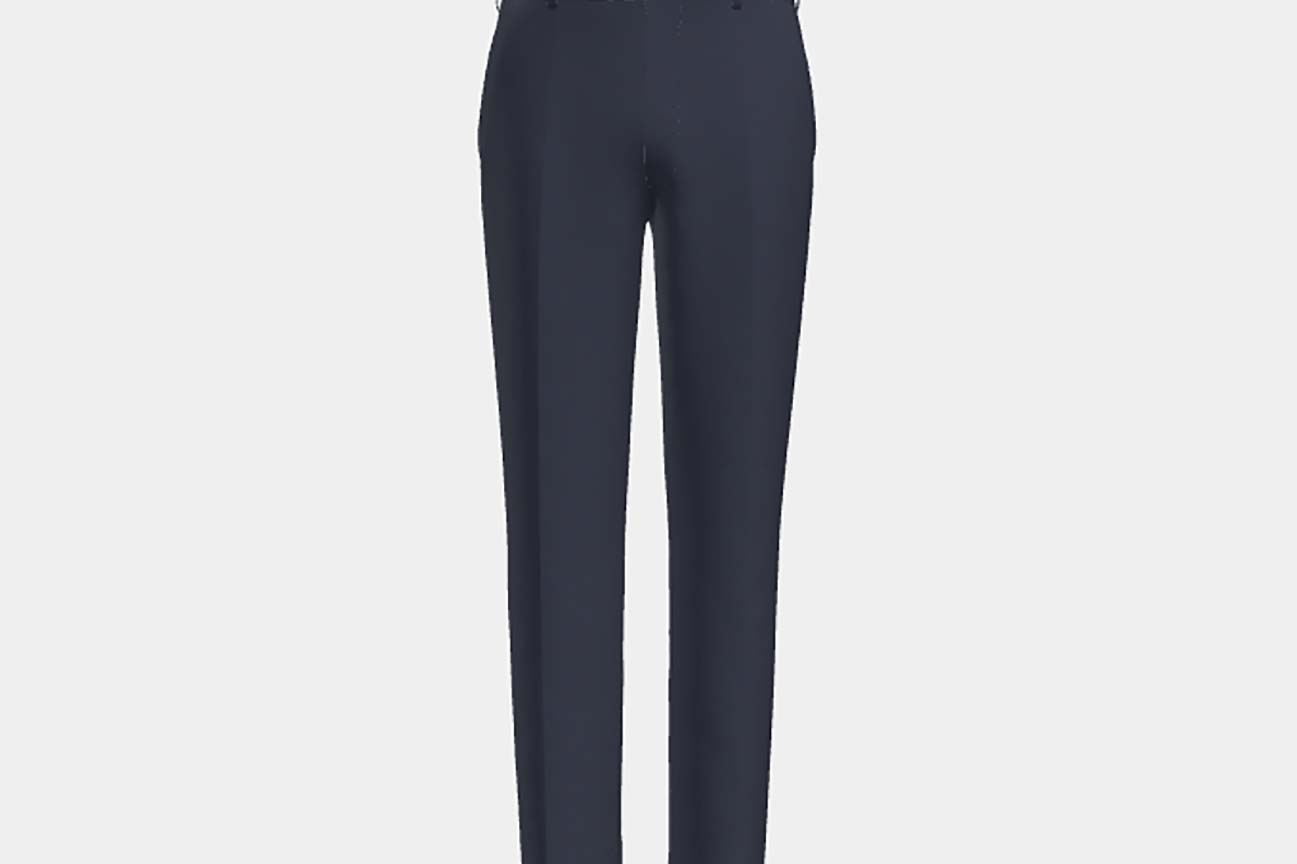 Pantalon ajusté en laine bleu à fines rayures années 130 Caccioppoli
