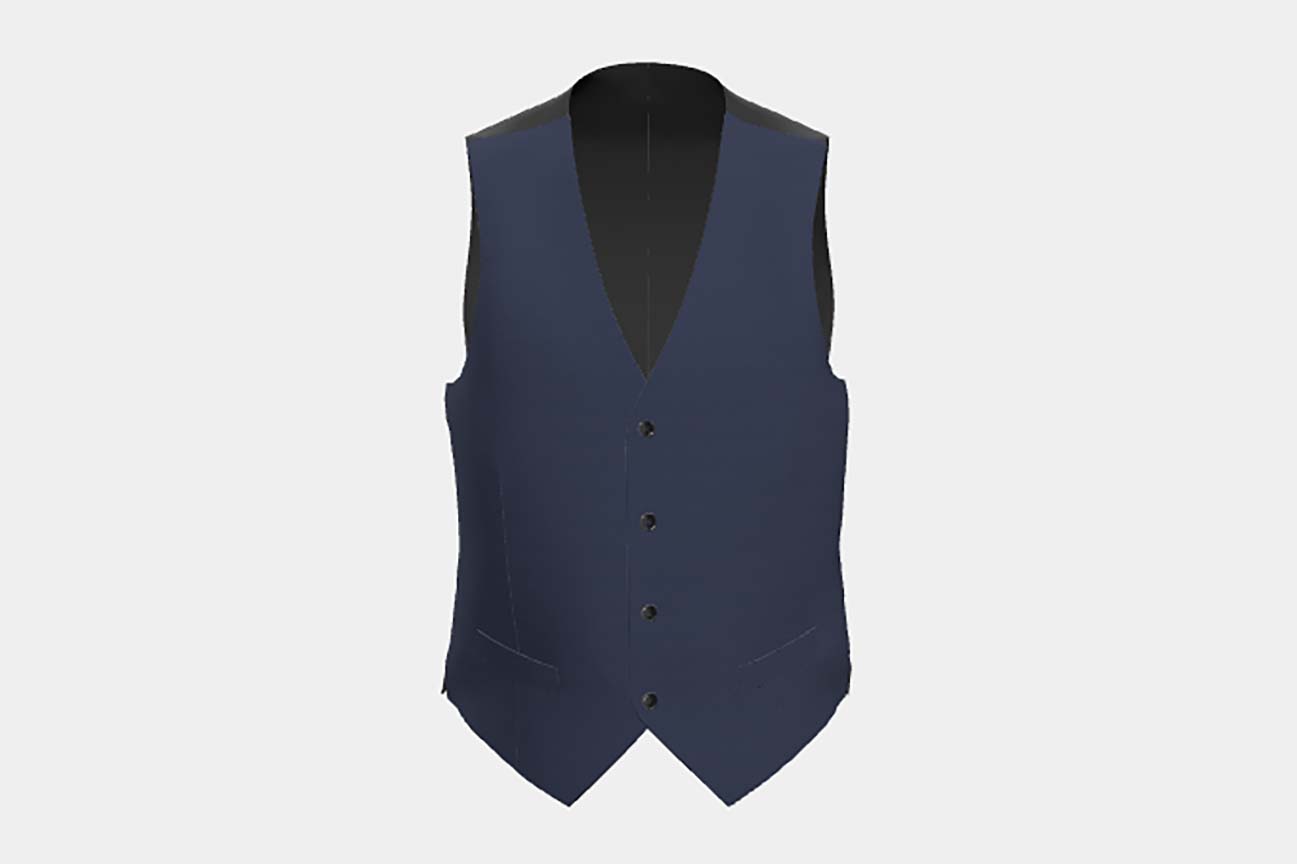 Gilet en laine sur mesure des années 130 avec fenêtre bleue Caccioppoli