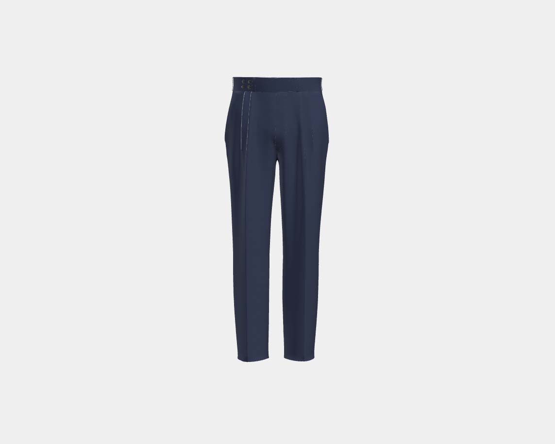 Pantalone con fascia su misura lana 130s pied de poule blu Caccioppoli