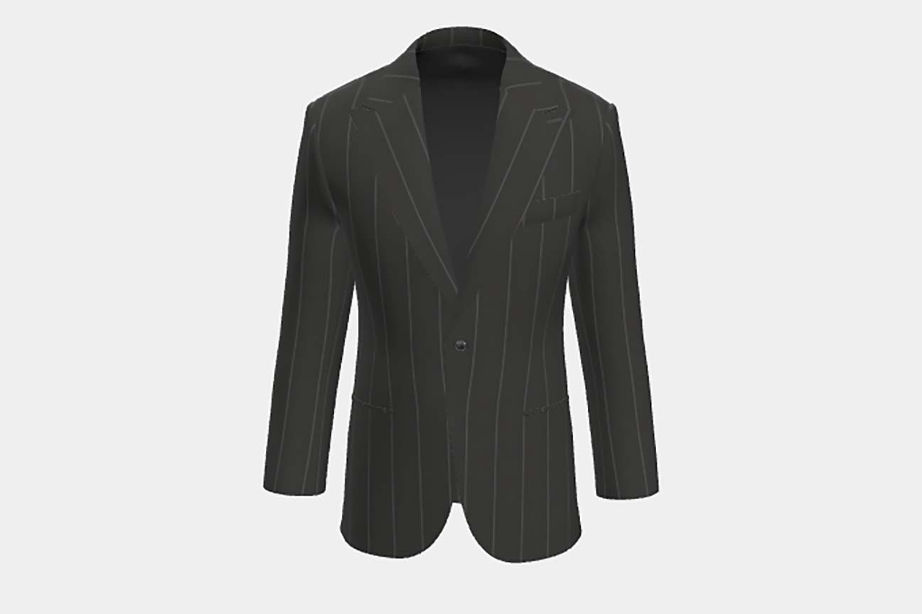 Tailored 130s wool jacket with black pinstripe Caccioppoli