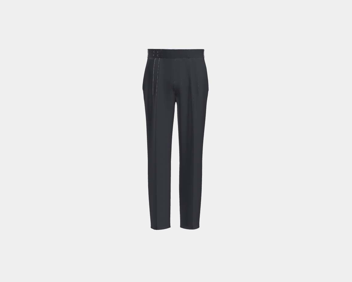 Pantalon tailleur en laine 110's bleu Canonico avec bande