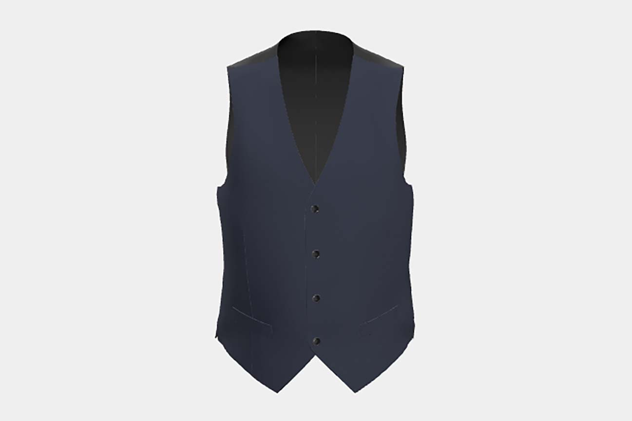 Custom made 130s hopsack wool vest in blue Caccioppoli