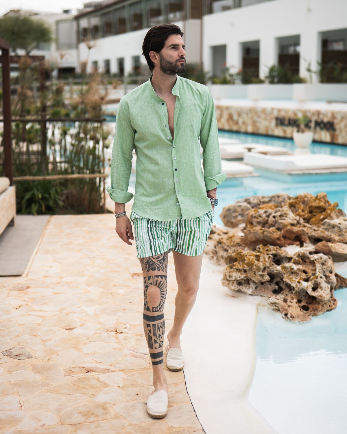 Stripe - maillot de bain vert à motifs