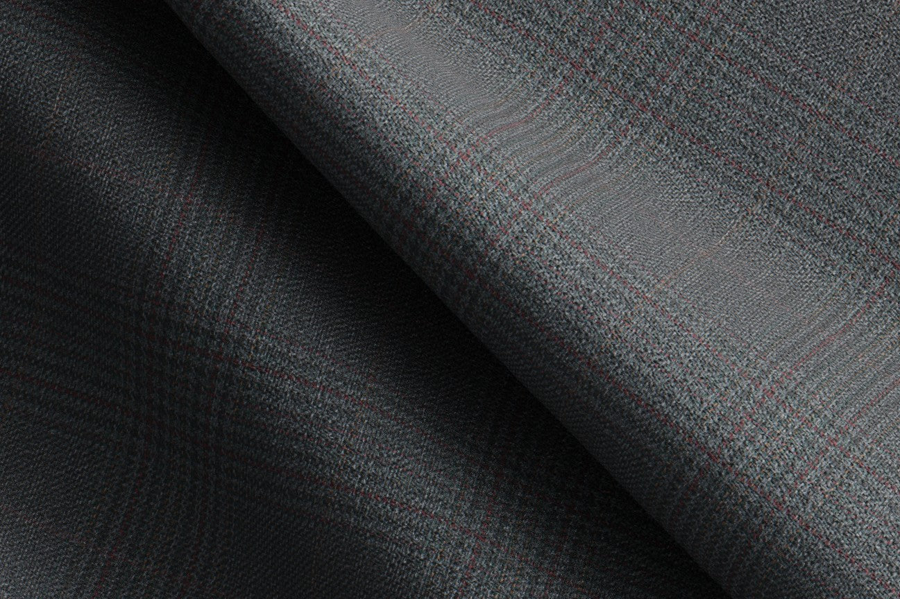 Pantalon à bande tailleur en laine Prince de Galles vert années 130 Caccioppoli