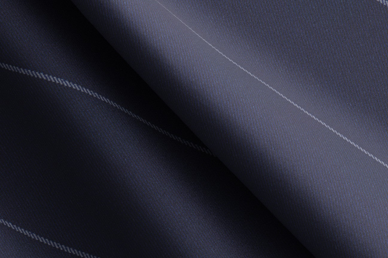 Caccioppoli blue 150s wool and silk tailored trousers with band