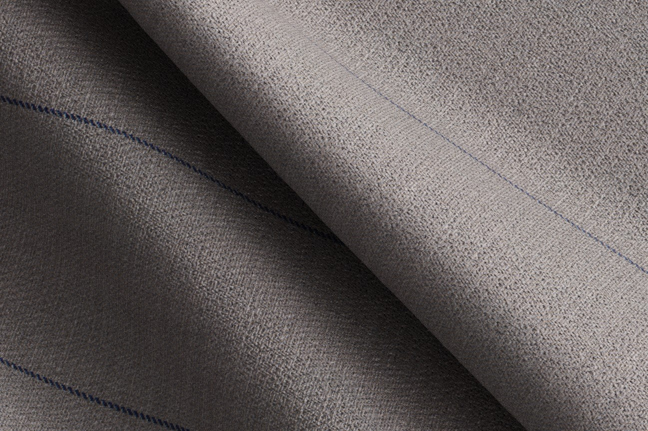 Beige pinstripe 130s wool tailored trousers with band Caccioppoli