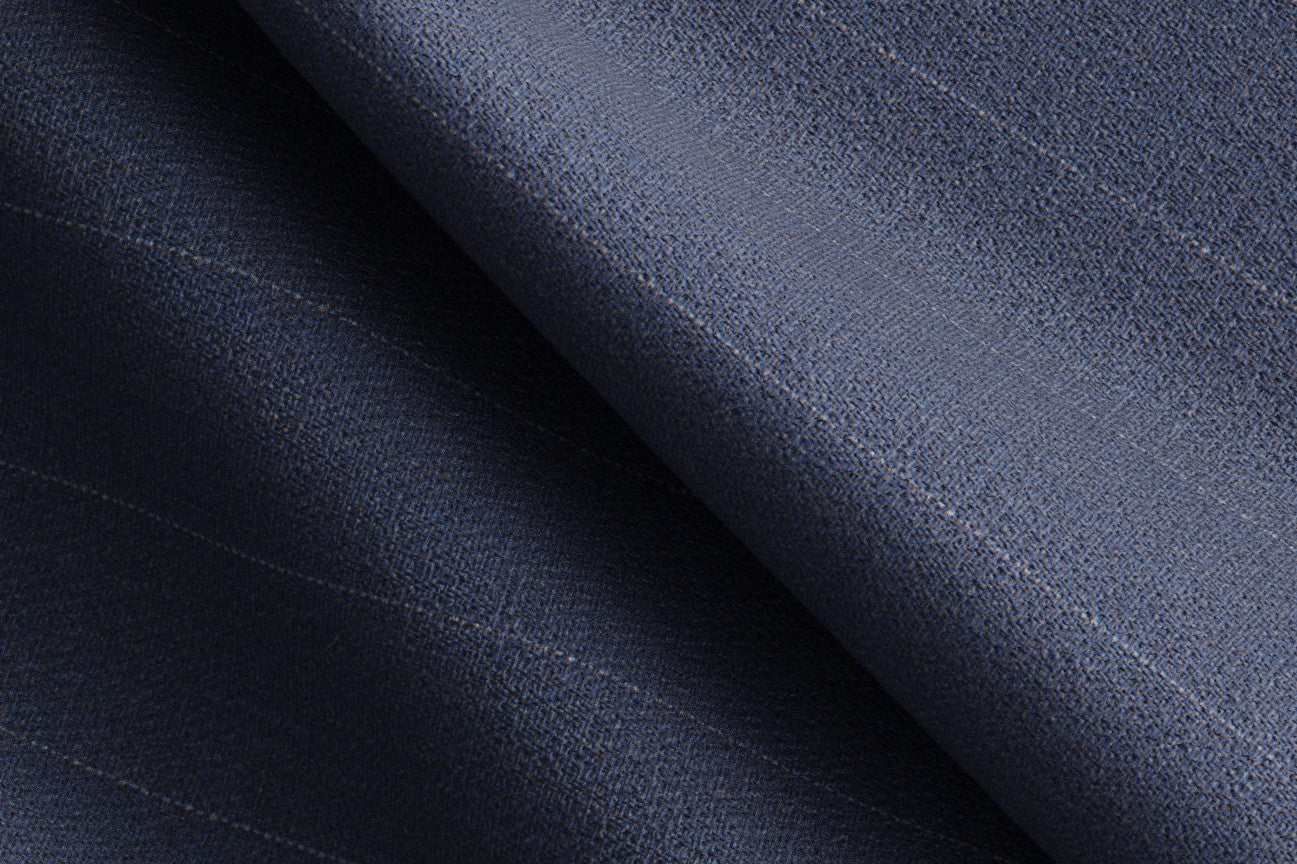 Caccioppoli blue 150s wool and silk tailored trousers with band