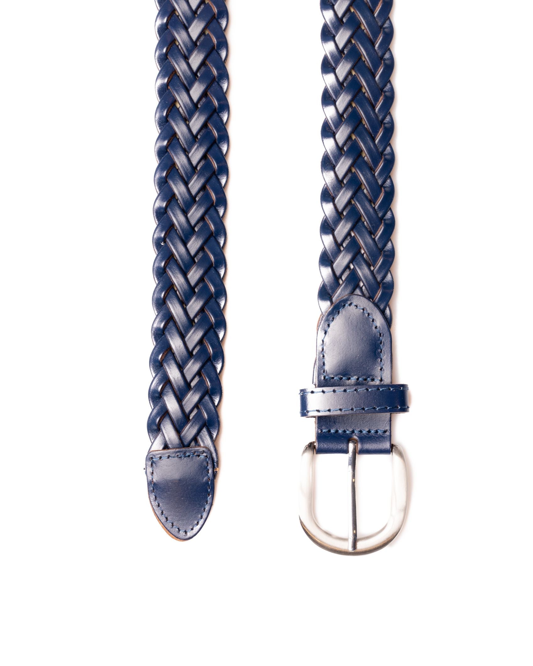 CINTURA IN PELLE INTRECCIATA BLU